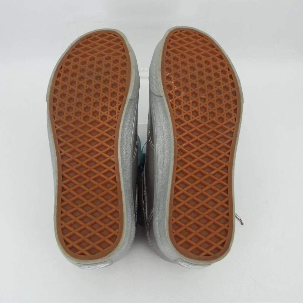 Vans Old Skool Metallic Silver Sneakers Fabric Laces Size 8.5 - Picture 9 of 11